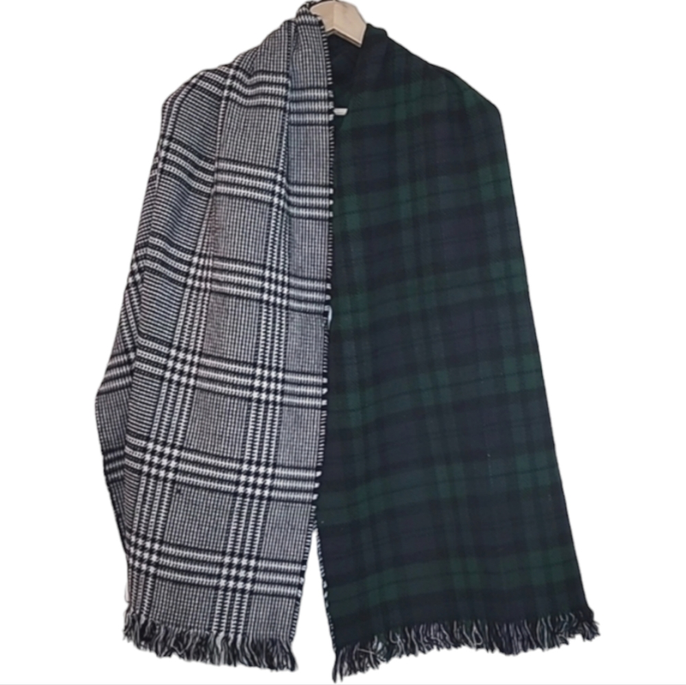 NWOT | Mud Pie Reversible Scarf - Wrap Houndstooth + Plaid